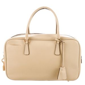 Prada Creme Saffiano Bauletto Bag